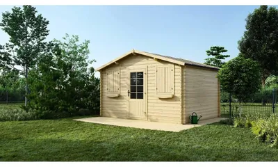 Image de Abri de jardin en bois - 12m2 - 4x3m - Ep. 28mm - Couleur: naturel - DOM137 - ALTANKA
