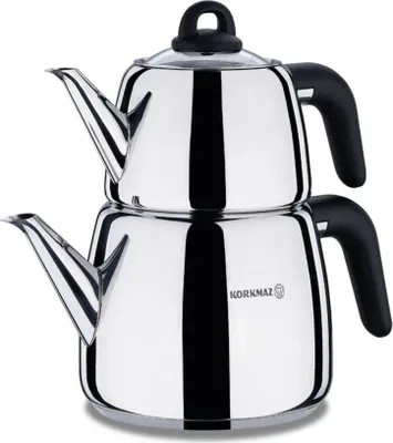 Image de Korkmaz Bella Nora théière 1,0 L et 2,0 L en acier inox 18/10