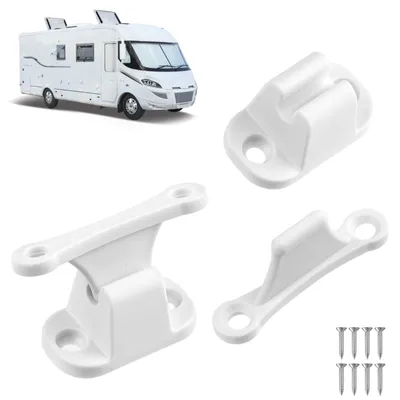 Productafbeelding van Deurvergrendeling voor campers, 2 deurhouders voor campers, witte camperdeurvergrendelingen met schroeven voor camperdeuren, inspectieluiken voor campers en boten