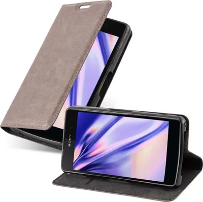 Obrázok produktu pre Cadorabo kryt pre Sony Xperia Z2 COMPACT ochranný kryt v hnedej farbe puzdro na mobilný telefón kryt magnetické zatváranie