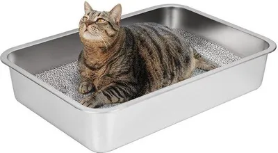 Produktbild von Metallkatzenbox 60x40x10 cm, geruchlos, rostfrei, glatte Oberfläche