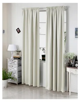 Produktbild von 2er Set Verdunklungsvorhänge für Wohnzimmer und Kinderzimmer, blickdicht, Kräusebänder für Schiene, 250 g/m², Kälteschutz, lichtundurchlässig, 135 x 245 cm, Beige
