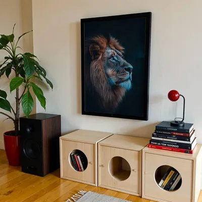 Produktbild von Leinwand Bilder auf Keilrahmen - Löwe Abstrakt MAJESTÄT DES LICHTS - moderne Wanddeko für Wohnzimmer, Tierbild Wandbild Kunstdruck | Alivia Arts