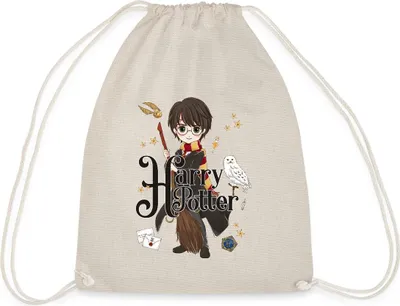 Produktbild von Spreadshirt Harry Potter Elemente Turnbeutel, One size, Natur