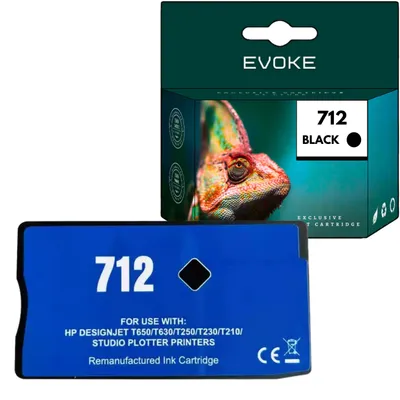 Immagine prodotto di Cartuccia di inchiostro per stampante HP 712, colore nero, capacità 80 ml, codice prodotto 3ED71A, compatibile con le stampanti DesignJet T210, T230, T250, T630 e T650