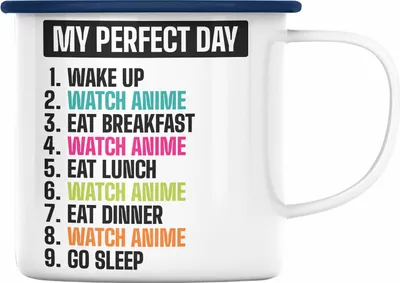 Produktbild von Trendation -  Anime Emaille Tasse Geschenk Spruch Emaille Emaille Tasse Geschenke Deko (Blau)