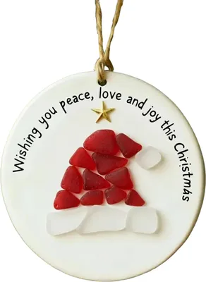 Produktbild von Handgefertigter Weihnachtsbaumschmuck aus Treibglas: Weihnachtsmann, Zuckerstange, Baum, Lebkuchen – Hängende Acryl-Küstenornamente für den Weihnachtsbaum