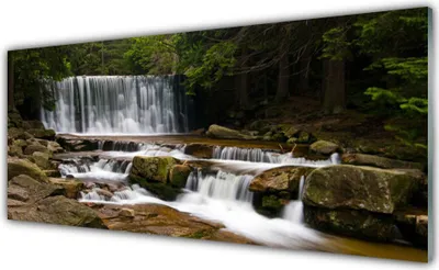 Produktbild von Acrylglasbilder 125x50 Wandbild Druck Wasserfall Wald Natur