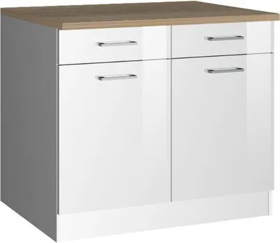 Produktbild von Held Möbel Unterschrank mit Schublade und Drehtür Mailand BxTxH 100 x 60 x 85 cm weiß hochglanz zerlegt 423.6210