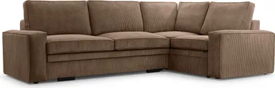 Produktbild von FEDVE Ecksofa Sofa Eckcouch Kellas Form Couch Wohnlandschaft Wohnzimmer Schlaffunktion Seite Rechts Braun (Lincoln 17)