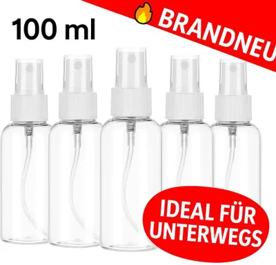 Immagine prodotto di Flacone spray in PET da 100 ml ricaricabile per profumo da viaggio trasparente (5 pezzi)