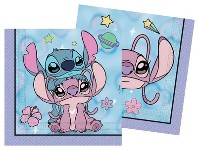 Obrázek produktu pro "Stitch & Angel" – Dekorace na párty: Sada 20 ubrousků, rozměr 33x33 cm, papír s certifikací