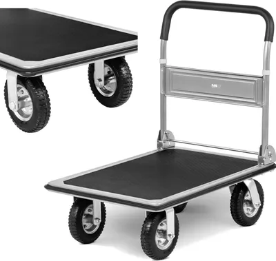 Zdjęcie produktu dla Wózek Platformowy Magazynowy Ręczny Składany 1 Burta Do 300 Kg 80 X 60 Cm