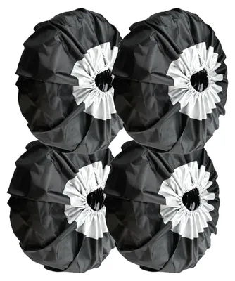 Immagine prodotto di 4 coperture per pneumatici, set di ricambio, protezione impermeabile Oxford contro i raggi UV, accessori per auto e moto, universali per camper, roulotte e rimorchi