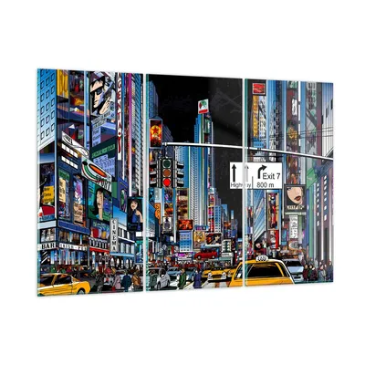 Produktbild von Bilder auf glas - Manhattan New York Straße - 165x110cm - Glasbilder - Wandbilder - Kunstdruck - zum Aufhängen bereit - Wanddekoration aus Glas - Glas Bilder - Wandbild auf Glas - GCE165x110-2720