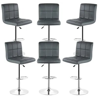 Produktbild von 6er-Set  Barhocker  | höhenverstellbar | 360°drehbar | Kunstleder | Grau
