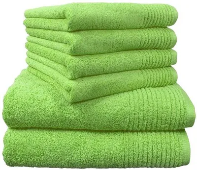 Obrázok produktu pre Sada 6 bavlnených ručníkov Unyqoos® – 70×140 cm a 50×100 cm, farba: svetlozelená, mäkké a vysoko savé