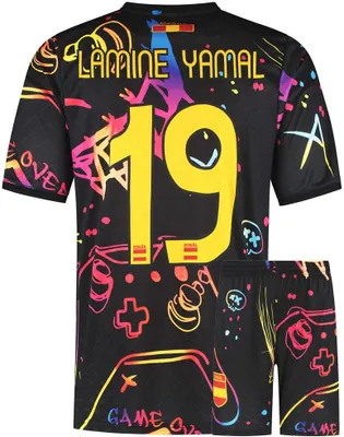 Produktbild von Lamine Yamal Trikot für Kinder und Erwachsene - Spanien Fußball Trikot Set - Gaming - 152