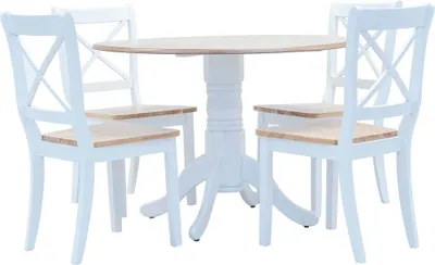 Produktbild von 5-tlg. Essgruppe Gummiholz Massiv Weiß und Braun