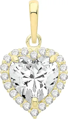 Produktbild von Schöner 9 Karat (375) Gold Herz Damen - Anhänger mit Zirkonia - 15mm*9mm; TRS34409