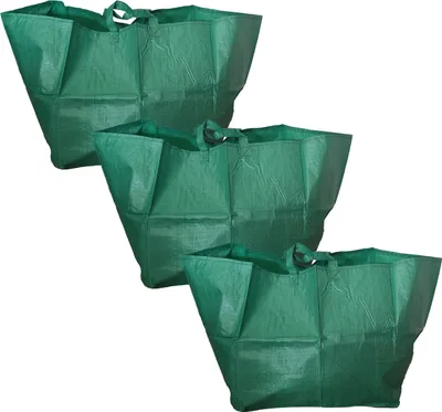 Produktbild von 3er Set Gartenabfallsäcke 60L Grün - Robuste Laubsäcke für Garten, Hof & Abfall