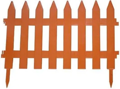 A terracotta-colored garden fence border is shown against a white background.