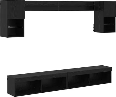 Zdjęcie produktu dla vidaXL Szafki pod telewizor z LED, 6 szt. Czarny dąb
