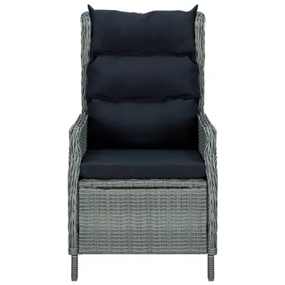 Produktbild von vidaXL Verstellbarer Gartensessel mit Auflagen Poly Rattan Hellgrau
