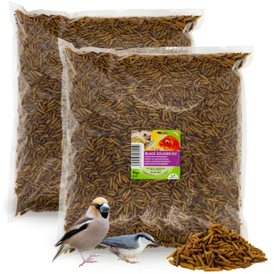 Produktbild von UGF Soldatenfliegenlarven getrocknet 2 x 1kg, Vogelfutter Wildvögel, Futter für Schildkröten, Igel, Hamster und Ratten, proteinreich, kalziumreich
