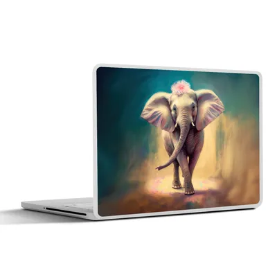 Produktbild von MuchoWow® Laptop Aufkleber Sticker Cover Elefant - Tiere - Malen - Blumen - Porträt - Kinder 40x30 cm - Laptop Dekoration - Selbstklebend