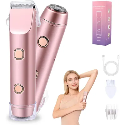 Produktbild von Intimrasierer für Frauen, 2-in-1 Dual Head, elektrisch, USB-Aufladung, IP67 wasserdicht,für Gesicht,Körper & Bikini (Rosa),ideal für den Intimbereich
