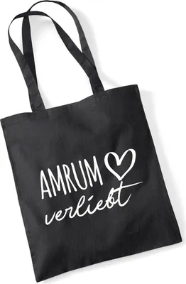Produktbild von Huuraa Jutebeutel Amrum verliebt 10 Liter Black Baumwolle Tasche Geschenkidee