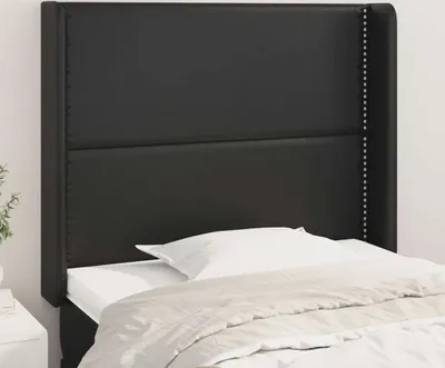 Produktbild von The Living Store Kopfteil mit Ohren Schwarz 103x16x118/128 cm Kunstleder