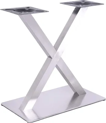 Produktbild von easybuy Tischuntergestell X-Form Doppeltischfuß Edelstahl 70cm Gastronomie schwarz/silber hochwertig Rechteckige Grundplatte Selbstmontage erforderlich
