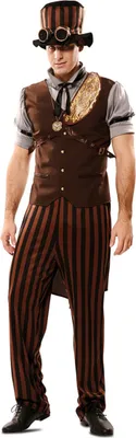 Produktbild von Steampunk-Kostüm für Herren Steampunk-Outfit braun-schwarz - M / L