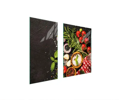 Image de Plaques de recouvrement de cuisinière 2 pièces 75x52 Couverture de champ vitrocéramique Verre Planche à découper Ardoise Cuisine
