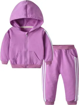 Produktbild von ASKSA Bekleidungssets Jungen Mädchen Trainingsanzug Jogginganzug Langarm Kaputzenpullover mit Lange Hose für Herbst Winter (Lila,110cm)