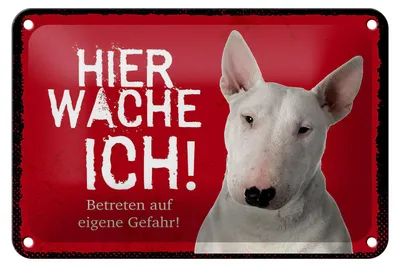 Produktbild von Blechschild Spruch 18x12cm Bullterrier hier wache eigene Gefahr Schild
