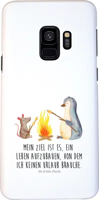 Produktbild von Mr. & Mrs. Panda Samsung Galaxy S9 Handyhülle Pinguin Lagerfeuer - Weiß - Geschenk, Smartphone Hülle, Arbeit, Feuer, Cover, Maus, Job, Handy Schutzhülle, Büro