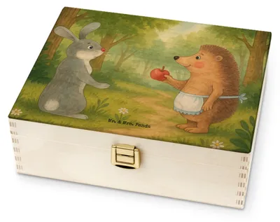 Produktbild von Mr. & Mrs. Panda Teebox Hase Igel Design - Weiß - Geschenk, Teekiste, Tee Kiste, und, Tiermotive, Trennungsschmerz, Trösten, Teebeutel-Box, für Paare, Herzschmerz, Box