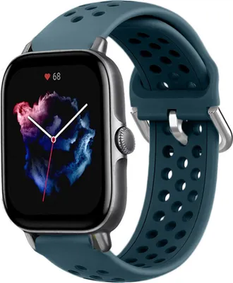 Produktbild von Strap-it Amazfit GTS 3 Silikonarmband mit Löchern (Felsengrün)