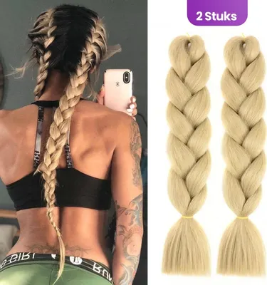 Produktbild von SassyGoods Flechthaar 2 Stück – Haarverlängerungen – Haarverlängerungen – Zöpfe Haare – Blond