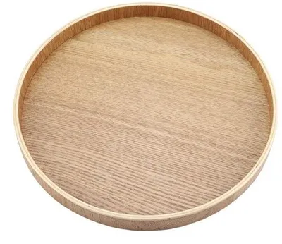 Productafbeelding van Ronde houten serveerplank voor theeset, fruit, snoep en etenswaren - Perfecte decoratie voor thuis en feestjes