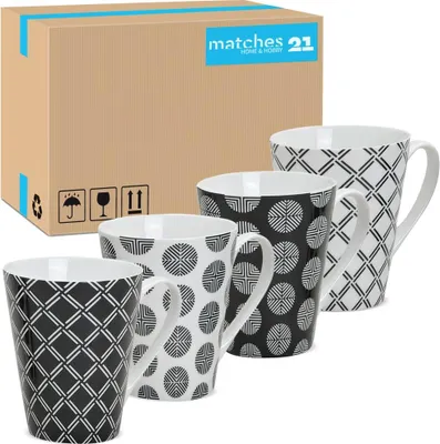Produktbild von Kaffeetassen 48er Set Retro Muster geflochten gestreift