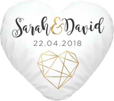 Produktbild von Herzkissen Hochzeitskissen personalisiert Geschenk Liebe eigene Namen anpassbares Datum SpecialMe® weiß Herz-Kissen