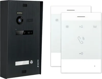 Produktbild von BALTER EVO Aufputz Schwarz 2-Draht 2x Talk Analoge Sprechstelle Türsprechanlage Set 1 Familienhaus