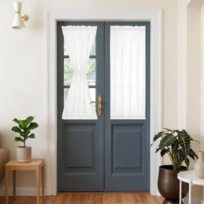 Produktbild von Türvorhang Weiß Blickdicht Französischer Gardinen Vorhang Scheibengardine für Terrassen und Glastür Fenster, 1 Stück, B63xH102cm