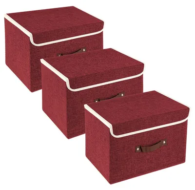 Immagine prodotto di Omgoods - Contenitori pieghevoli con coperchio - Set da 3