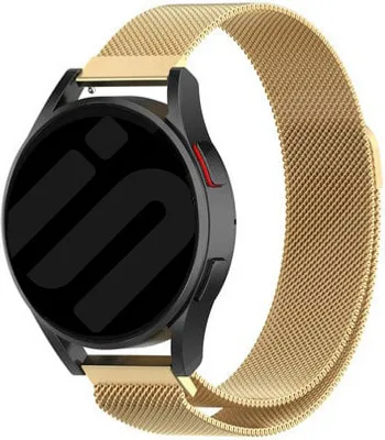 Produktbild von Strap-it Milanese Armband - Kompatibel mit Samsung Galaxy Watch Armband 42mm Edelstahl Armband mit Magnetverschluss - Ersatzarmband - Hochwertiges Material - für Smartwatch 20mm Armband Gold