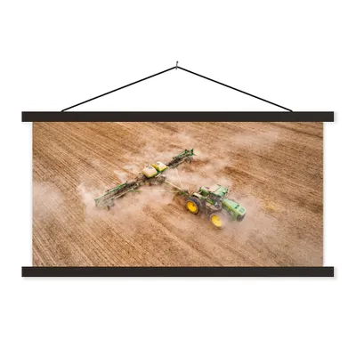 Produktbild von MuchoWow® Textilposter Traktor - Feld - Bauernhof - Landwirt - Grün 120x60 cm mit schwarzem Rahmen - Dekoration Schlafzimmer